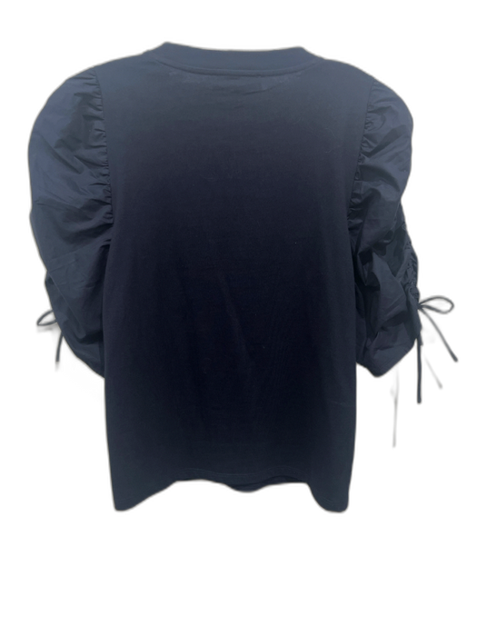 Frame Size M Navy Blue Organic Cotton Ruched Puff Sleeve Top Navy Blue / M
