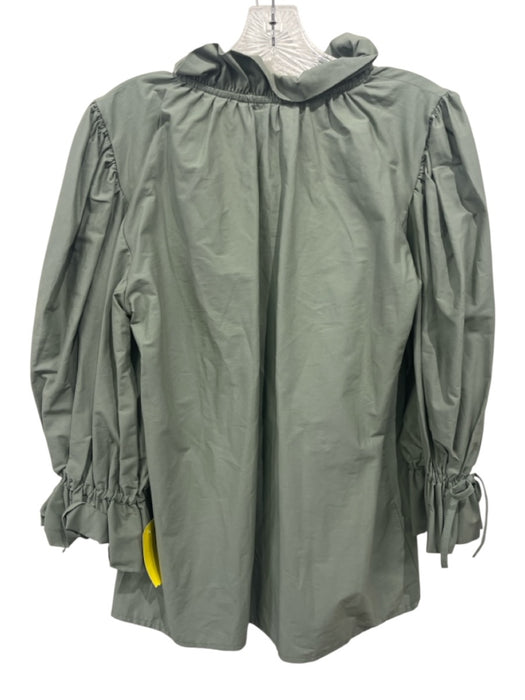 Sofia Size One Size Sage green Cotton Blend V Neck Ruffle Neck Top Sage green / One Size