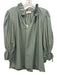 Sofia Size One Size Sage green Cotton Blend V Neck Ruffle Neck Top Sage green / One Size