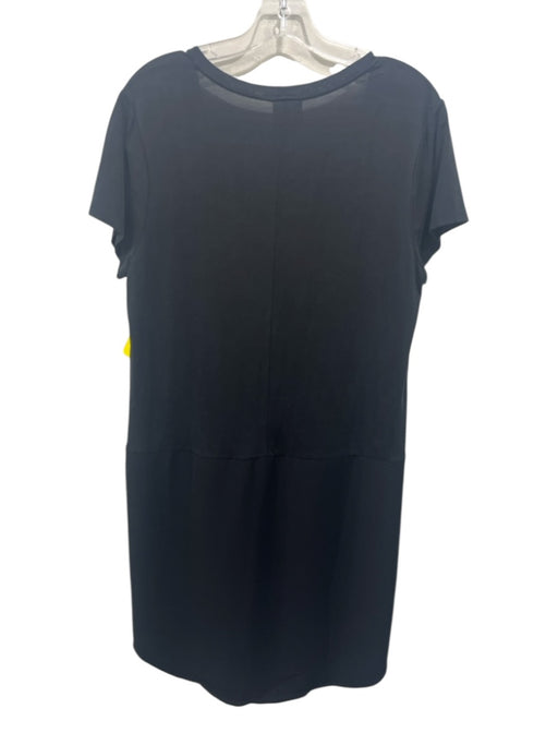 Dolan Size M Black Cupro Blend Cap Sleeve U Neck Pocketed Mini Dress Black / M