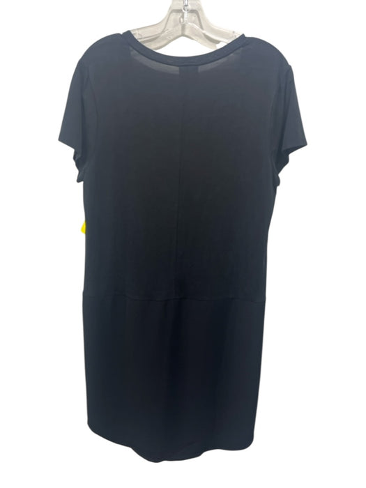 Dolan Size M Black Cupro Blend Cap Sleeve U Neck Pocketed Mini Dress Black / M
