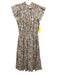 Moodie Size S Cream & Multi abstract print Ruffle Cap Sleeve Smocked Neck Dress Cream & Multi / S
