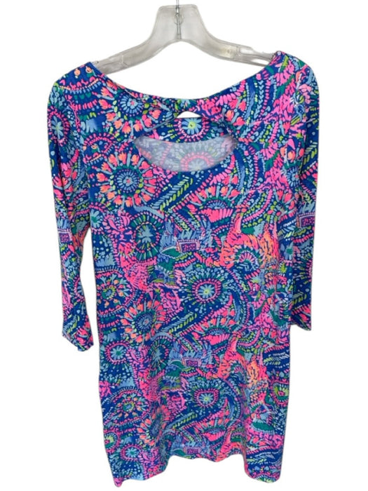 Lilly Pulitzer Size M Royal Blue Pima Cotton Back Cut Out 3/4 Sleeve Dress Royal Blue / M