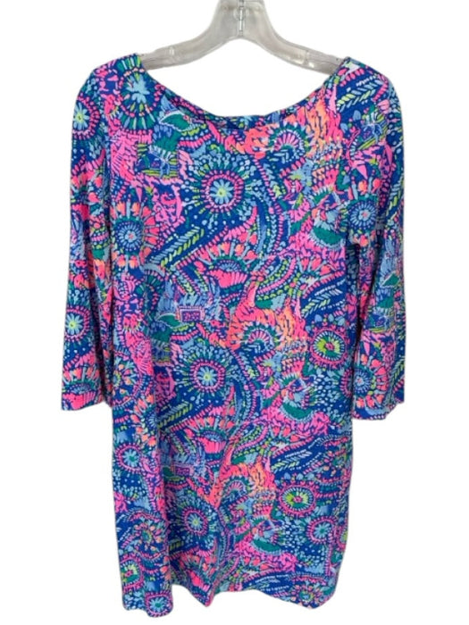 Lilly Pulitzer Size M Royal Blue Pima Cotton Back Cut Out 3/4 Sleeve Dress Royal Blue / M