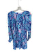 Lilly Pulitzer Size M Hot Pink & Blue Polyester Button Front Long Sleeve Dress Hot Pink & Blue / M