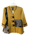 Ali Miles Size PS Yellow Polyester Button Up 3/4 Sleeve Abstract Cuffed Top Yellow / PS