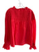 Merlette Size Medium Red Orange Pima Cotton Long Sleeve Textured Top Red Orange / Medium