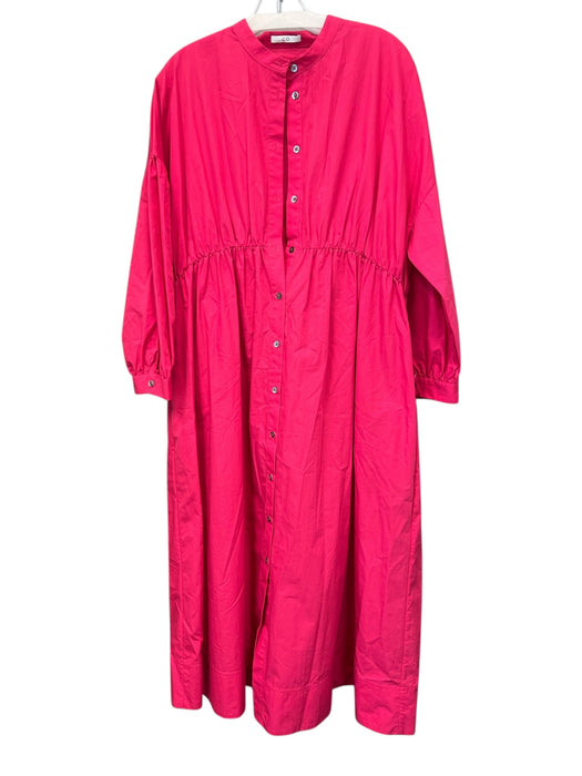 COS Size Medium Hot pink Cotton Round Neck Button Down Long Sleeve Maxi Dress Hot pink / Medium