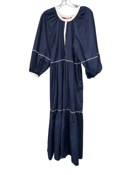 Staud Size Large Navy & white No Fabric Tag Long puff sleeve Tiered Piping Dress Navy & white / Large