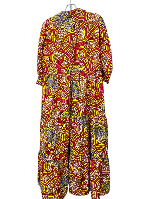 The Oula Company Size Medium Red, Yellow & Multi No Fabric Tag Collared Dress Red, Yellow & Multi / Medium