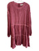 Sea New York Size Large Dark Rose Ramie & Cotton Long Sleeve Round Neck Dress Dark Rose / Large