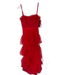 Betsy & Adam Size 4 Ruby Red Polyester Strapless Mesh Detail Gown Ruby Red / 4
