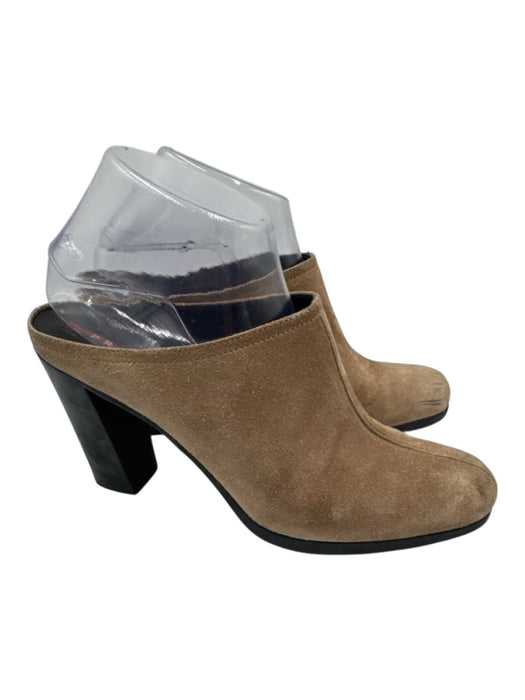 Prada Sport Shoe Size 39.5 Beige Leather Suede Round Toe Block Heel Mules Clogs Beige / 39.5
