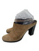 Prada Sport Shoe Size 39.5 Beige Leather Suede Round Toe Block Heel Mules Clogs Beige / 39.5
