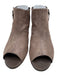 Munro Shoe Size 8.5 Brown Leather Peep Toe Open Heel Zip Up Midi Heel Booties Brown / 8.5