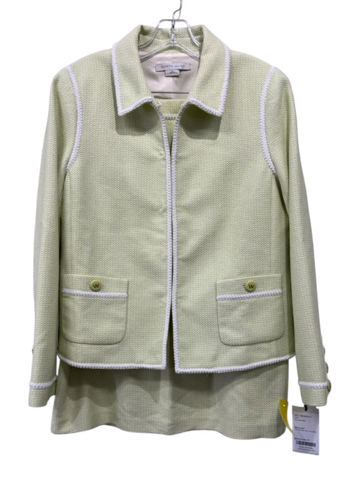Worth Size 12/14 Lime Green & Beige Cotton & Acrylic Tweed Piping Skirt Set Lime Green & Beige / 12/14