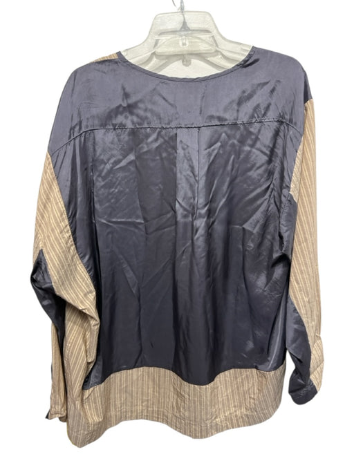 Dries Van Noten Size 36/S Beige & Gray Viscose & Cotton Long Sleeve Stripe Top Beige & Gray / 36/S