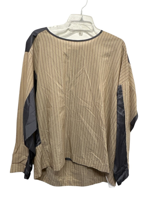 Dries Van Noten Size 36/S Beige & Gray Viscose & Cotton Long Sleeve Stripe Top Beige & Gray / 36/S