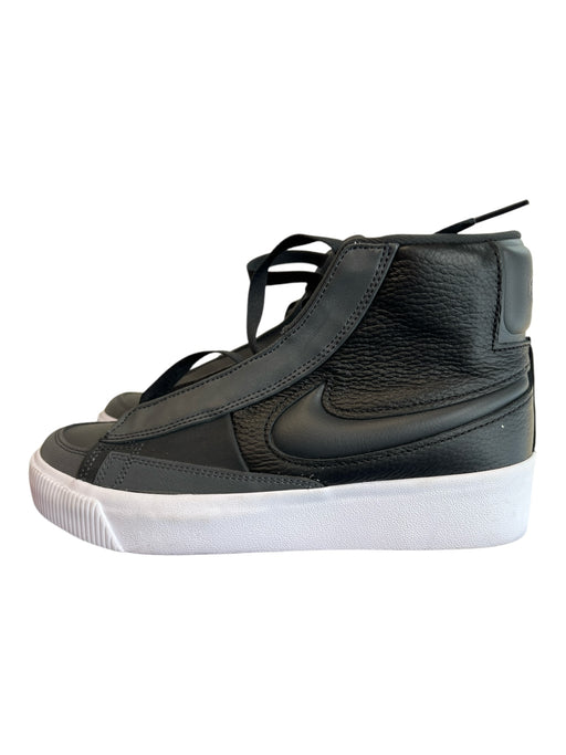 Nike Shoe Size 6.5 Black Leather High Top lace up White Sole Sneaker Shoes Black / 6.5