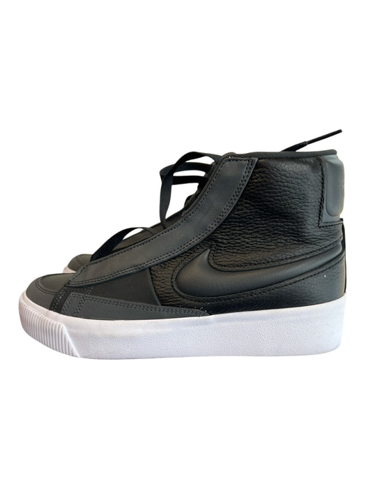 Nike Shoe Size 6.5 Black Leather High Top lace up White Sole Sneaker Shoes Black / 6.5