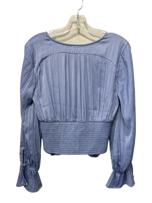 By Anthropologie Size Medium Light Blue Polyester Long Sleeve Button Front Top Light Blue / Medium
