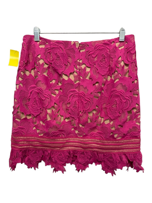 Adelyn Rae Size Medium Hot pink Polyester Floral Lace Back Zip Skirt Hot pink / Medium