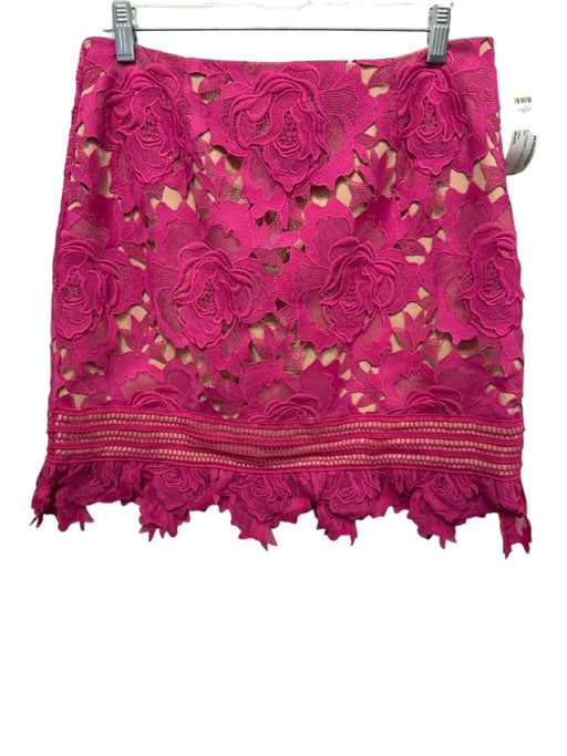 Adelyn Rae Size Medium Hot pink Polyester Floral Lace Back Zip Skirt Hot pink / Medium