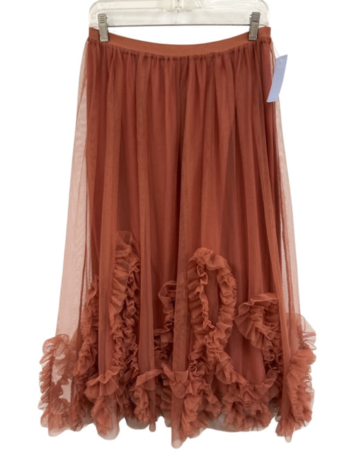 By Anthropologie Size M Dusty Rose Polyester Elastic Waist Tulle Ruffles Skirt Dusty Rose / M