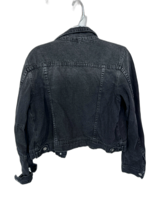 Free People Size S Black Cotton Long Sleeve Cropped Denim Jacket Black / S