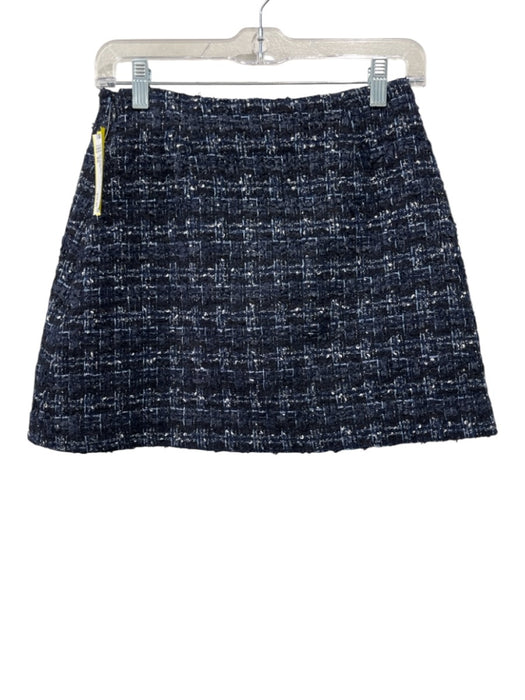 Hill House Size XS Black & Blue Wool Blend Metallic Thread Tweed Side Zip Skirt Black & Blue / XS