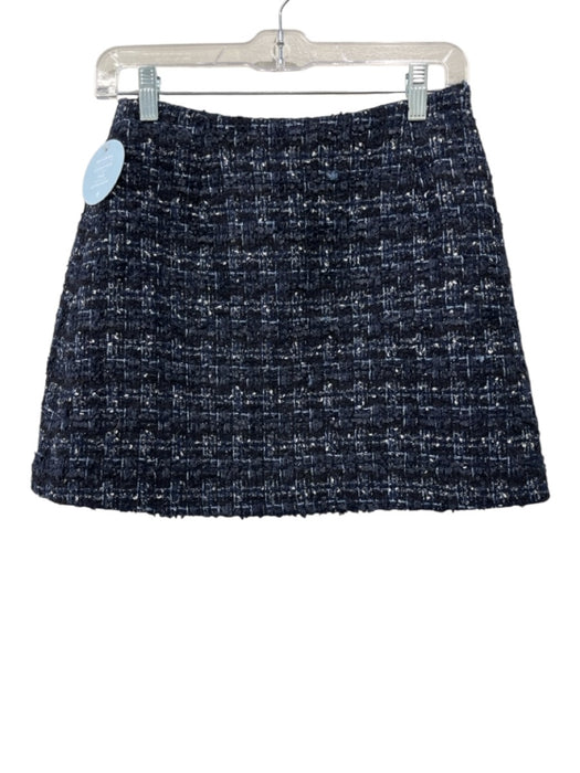 Hill House Size XS Black & Blue Wool Blend Metallic Thread Tweed Side Zip Skirt Black & Blue / XS