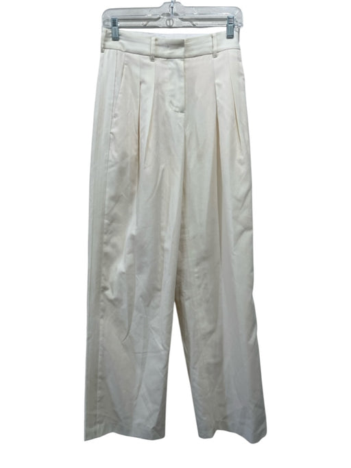 Loveshackfancy Size 00 Cream White Wool Blend Pleated Front Trouser Pants Cream White / 00