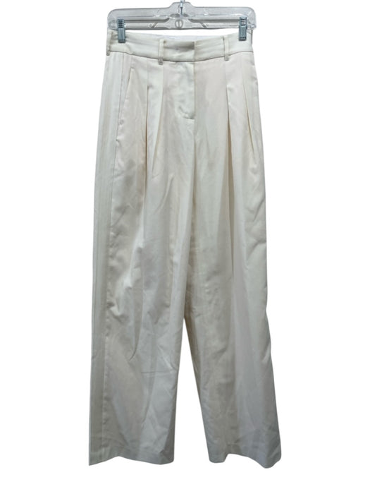 Loveshackfancy Size 00 Cream White Wool Blend Pleated Front Trouser Pants Cream White / 00