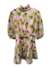 Abbey Glass Size S Pink & Green No Fabric Tag jaquard 3/4 Balloon Sleeve Dress Pink & Green / S