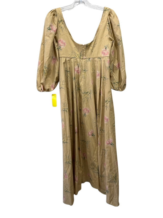 Rebecca Taylor Size 0 Beige & Multi Cotton Blend 3/4 Balloon Sleeve Dress Beige & Multi / 0