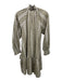 Omika Size S Olive Green & Cream Cotton Long Sleeve Floral Abstract V Neck Dress Olive Green & Cream / S
