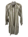 Omika Size S Olive Green & Cream Cotton Long Sleeve Floral Abstract V Neck Dress Olive Green & Cream / S