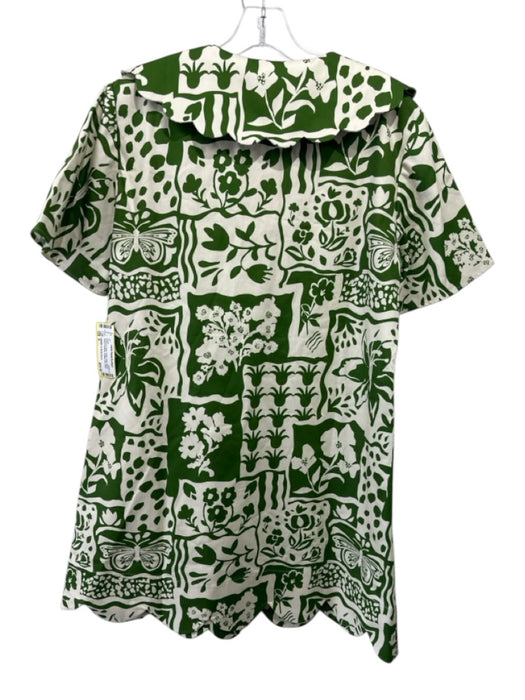 CROSBY by Mollie Burch Size S Green & Cream Cotton Short Sleeve Dress Green & Cream / S