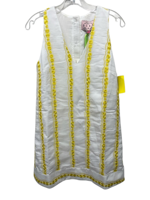 Buru Size XS White & yellow No Fabric Tag Sleeveless Floral Embroidery Dress White & yellow / XS