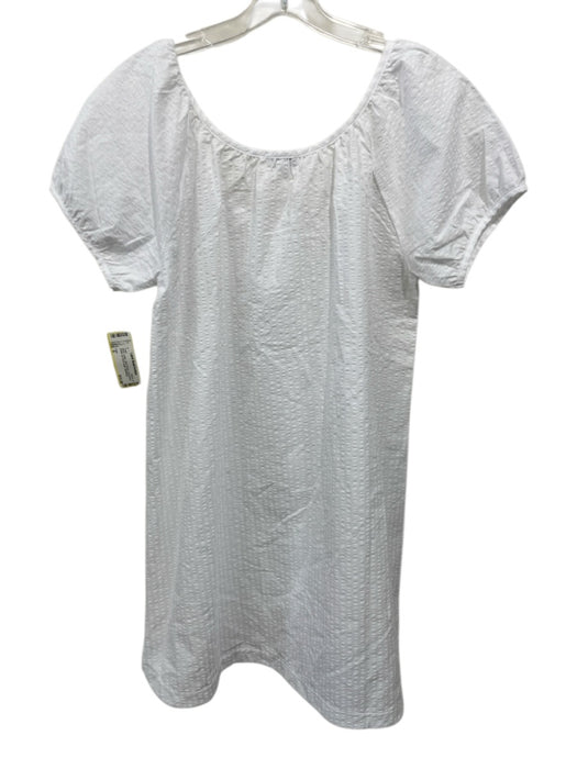 Lake Size S White Cotton Short Sleeve Seersucker Button Up Knee length Dress White / S