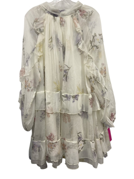 Beulahstyle Size M White & Multi Cotton Blend Sheer Overlay Floral Dress White & Multi / M