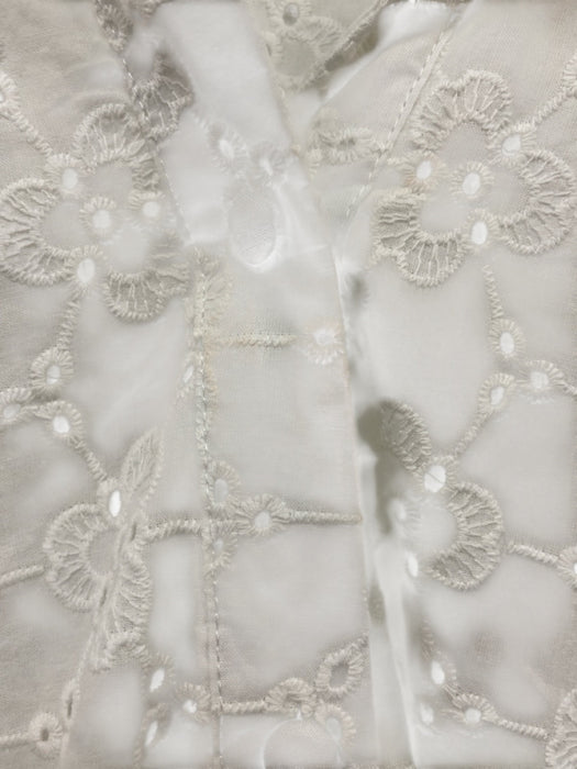Brooks Ave. Size S White Cotton Floral Eyelet 1/2 Balloon Sleeve Collared Dress White / S