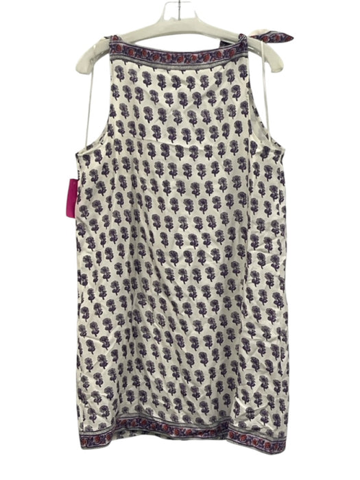 J. Crew Size M White, Purple & Pink Viscose Sleeveless High Neck Dress White, Purple & Pink / M