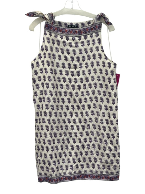 J. Crew Size M White, Purple & Pink Viscose Sleeveless High Neck Dress White, Purple & Pink / M