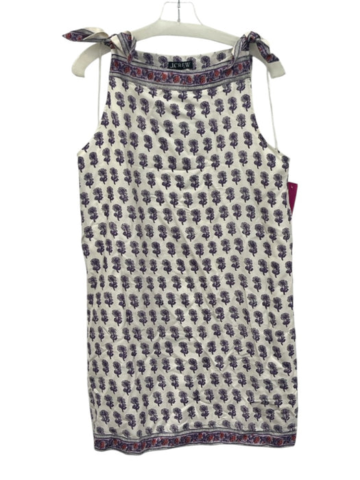 J. Crew Size M White, Purple & Pink Viscose Sleeveless High Neck Dress White, Purple & Pink / M