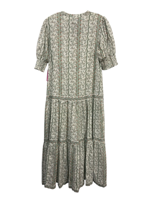 Hill House Size S White, Green & Orange Cotton Floral Stripe Button Front Dress White, Green & Orange / S