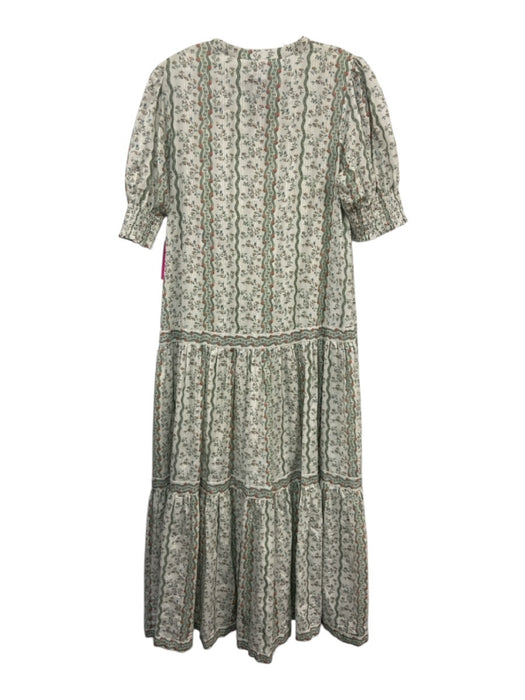 Hill House Size S White, Green & Orange Cotton Floral Stripe Button Front Dress White, Green & Orange / S