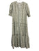Hill House Size S White, Green & Orange Cotton Floral Stripe Button Front Dress White, Green & Orange / S