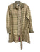 Marigold by Victoria Dunn Size S Beige & Green Cotton Geometric Checked Dress Beige & Green / S