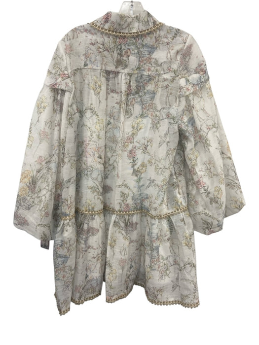 Beulahstyle Size S White & Multi Cotton Blend Metallic Detail Garden Print Dress White & Multi / S